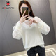 AEMAPE女士毛衣2025春秋冬打底衫時(shí)尚內搭針織衫女外穿時(shí)尚百搭上衣女裝 米白色 2XL _131-140斤