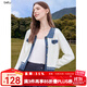 百圖betu女裝2025秋季新款針織開(kāi)衫仿牛仔撞色簡(jiǎn)約潮流長(cháng)袖女2508T17 米白 L