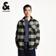 杰克·瓊斯（JACK&JONES）男裝百搭時(shí)尚潮尖領(lǐng)刺繡貼袋口袋撞色格紋磨毛男士襯衫225105016 E03大地綠 常規(guī) S