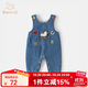 班喜迪嬰兒衣服秋裝嬰幼兒連體衣寶寶卡通牛仔背帶褲超萌外出爬服春秋季 藍(lán)色 90cm