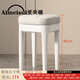 愛(ài)美穗餐椅家用現代簡(jiǎn)約客廳餐廳可疊放凳子實(shí)木輕奢圓凳梳妝臺方椅子 白色腳+白色凳面