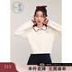 紫涵（ZIHAN）紫涵撞色花邊領(lǐng)修身針織毛衣女冬季繡花休閑短款上衣 米白 S