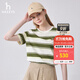 哈吉斯（HAZZYS）女裝 夏款女士寬松條紋圓領(lǐng)T恤衫女ASTSE0BBE58 卡其色KK M (160/84A 38)