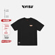 EVISU福神男女同款流行休閑時(shí)尚運動(dòng)商標短袖T恤 黑色 M 【寬松效果需拍大1-2個(gè)尺碼】