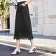 百圖betu女裝春季新款半身裙高腰顯瘦流蘇下擺裙子女2402T70 黑色 S