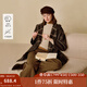 茵曼2025秋冬女裝新款英倫學(xué)院風(fēng)格子連帽雙面呢大衣復(fù)古毛呢外套  咖啡色 S
