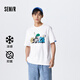 森馬短袖T恤男夏季涼感抗菌情侶裝寬松套頭針織上衣漸變印花 漂白10007 L