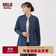無(wú)印良品（MUJI） 女式 水洗 牛仔立領(lǐng)長(cháng)款襯衫 女士襯衣外套內搭女裝上衣25年秋季 藍色 M （160/84A）