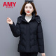 愛(ài)麥依中老年短款棉衣女胖m200斤加肥大碼棉服胖媽媽冬裝小個(gè)子棉襖外套 黑色【高品質(zhì)棉衣】 XL 建議80-105斤