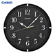 卡西歐（CASIO）13英寸靜音掛鐘客廳鐘表時(shí)鐘現代日式簡(jiǎn)約石英鐘黑色IQ-88-1PF