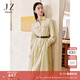 玖姿·安娜蔻【知性衣櫥】赫本風(fēng)壓褶腰帶X型連衣裙女2024春款 杏色 XL