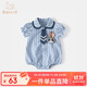 班喜迪嬰兒衣服夏季薄款夏日嬰幼兒女寶寶連體衣公主包屁衣夏裝外出爬服 藍(lán)色 80cm