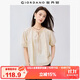 佐丹奴短袖襯衫女純棉府綢綁帶壓褶插肩法式圓領(lǐng)氣質(zhì)小衫13345305
