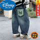 迪士尼（Disney）25新款加絨新款兒童簡(jiǎn)約春秋一體絨牛仔休閑褲男寶老爹男童牛仔褲 藍色加絨款(冬季) 100 建議身高90-100
