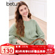 百圖betu女裝2025春季新款毛衣圓領(lǐng)寬松立體花朵裝飾毛衣女2501T05 綠色 L