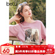百圖betu女裝夏季新款T恤印花圖案短袖寬松百搭T恤上衣女2404T32 粉紅 L