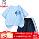 巴布豆男童運(yùn)動(dòng)套裝2025夏季新款兒童速干透氣衣服涼感寬松吸汗帥氣童裝 藍(lán) 歡呼巴布X 140