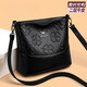 酷奇袋鼠真皮女包包2026七夕時(shí)尚軟皮水桶包中年媽媽女神節女士單肩斜挎包 黑色款二