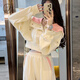 Jret春秋衛(wèi)衣女2024新款鹽系穿搭高級感氣質(zhì)連帽衛(wèi)衣顯瘦套裝女 上衣+闊腿褲  S