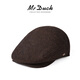 Mr DUCK秀場(chǎng)同款 定染勃艮第原生棉麻復古氣質(zhì)拼老花鴨舌帽 氣質(zhì)前進(jìn)帽子 MW461162-黑巧棕色（鴨舌帽） L （58-59cm）