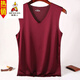 稻草人（MEXICAN）男士冰絲無(wú)痕背心莫代爾夏季寬肩V領(lǐng)無(wú)袖T恤緊身修身型運動(dòng)坎肩 酒紅 6XL (建議155-170斤)