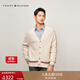 TOMMY HILFIGER25春夏新款男裝純棉肌理V領慵懶寬松美式風毛衣針織開衫外套 米白色Z00 M （推薦：135-150斤）