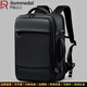 羅梅達爾（Rommedal）新款雙肩包17英寸男士大容量雙肩背包長(cháng)短途商務(wù)旅行出差電腦包 炫酷黑拉鏈46*32*18cm
