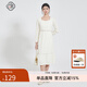 固執（OBSTINATE）【特價(jià)】秋季新款復古優(yōu)雅蕾絲拼接長(cháng)袖法式中長(cháng)款連衣裙A字裙女 杏色 S