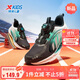 特步（XTEP）童鞋氫風(fēng)8.0密網(wǎng)運動(dòng)鞋大童校園科技旋鈕扣跑鞋 黑/極光綠 36
