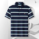 夢(mèng)特嬌（MONTAGUT）【含桑蠶絲】夏季短袖條紋Polo衫商務(wù)涼感男T恤透氣 藏青 48 