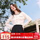 百圖betu女裝秋季新款T恤撞色圓領(lǐng)小香風(fēng)百搭T恤女2408T27 米白 M