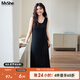 MsShe【背心連衣裙襯衫套裝】大碼女裝2025秋裝胖mm顯瘦高級感裙 莫代爾針織裙-黑色現貨, 4XL