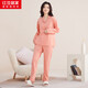 紅豆居家睡衣女長(cháng)袖純棉春季透氣翻領(lǐng)開(kāi)衫女士睡衣家居服香橙粉175/96A
