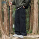 頂峰保羅（Dingfengbaoluo）戶外沖鋒褲子男春夏季山系休閑寬松工裝直筒長褲子29018黑色L