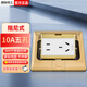 國際電工六類網(wǎng)絡(luò)地插插座五孔加雙電腦帶網(wǎng)線接口模塊地插座面板 阻尼式-金-五孔地插【10A】
