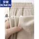 羅蒙（ROMON）亞麻褲男女同款夏季新款薄款垂感棉麻大碼褲子直筒休閑褲長褲 卡其色 L建議105-120斤