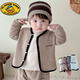 G.DUCKKIDS寶寶秋冬加絨嬰幼兒無(wú)骨保暖一體絨嬰兒衣服開(kāi)衫外套兒童簡(jiǎn)約上衣 棕色 舒柔雙面絨小開(kāi)衫外套 90 cm
