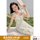 獨束大碼女裝法式小飛袖溫柔碎花連衣裙夏季新款收腰顯瘦吊帶裙 花色 L （尺碼：2）