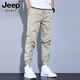 JEEP SPIRIT休閑褲男春秋新款束腳工裝褲子男百搭大碼時(shí)尚長(cháng)褲 K15卡其色 32
