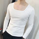 淇絲蔓春秋冬打底衫男士修緊身長(cháng)袖方領(lǐng)t恤韓版低領(lǐng)內搭隱形大圓領(lǐng)體恤 白色 S 建議100斤以下