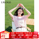 LAGOGO可愛斑點(diǎn)狗粉色T恤女拉谷谷2025年夏季新款撞色圓領(lǐng)短袖 粉紅色 M