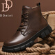 DDeiet品牌真皮馬丁靴男新款冬季新款英倫工裝高幫軟皮防水休閑靴子男 棕色 41 標準碼