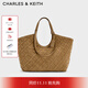 CHARLES&KEITH25秋新品仿麂皮編織大容量托特包女CK2-30701583-2 Sahara Sand沙色 L