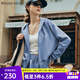 Olrain歐芮兒運動(dòng)風(fēng)連帽開(kāi)衫衛衣短外套秋季女裝寬松休閑上衣 藍色 M