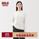 無(wú)印良品（MUJI）女式 雙股天竺編織 圓領(lǐng)長(cháng)袖T恤 上衣打底衫女款內搭女裝25年秋季 白色 S (155/80A)