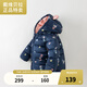 戴維貝拉【奧萊特賣(mài)】童裝兒童輕薄羽絨服嬰兒衣服寶寶外套女童上衣秋冬新 藏青底印花 90 cm(建議身高80-90cm)