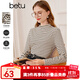 百圖betu女裝秋季新款衛衣女士高彈力半高領(lǐng)修身長(cháng)袖T恤2309T36 黑白條 L （黑色、黑白條預售11/19發(fā)貨）