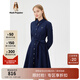 暇步士（Hush Puppies）女裝秋季簡(jiǎn)約通勤純棉百搭長(cháng)袖襯衫連衣裙 196深藍 XL