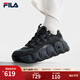 FILA斐樂(lè )女鞋舒適可頌面包鞋復古老爹鞋2024冬季新款增高厚底鞋運動(dòng)鞋 黑/影黑灰-BD 37.5