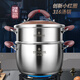 鏗鏘湯鍋316不銹鋼家用電磁爐煮粥煲湯鍋蒸鍋加厚一體燉鍋雙耳高湯鍋 【316湯鍋】防燙把手+蒸格 26cm